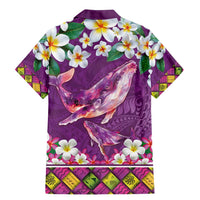 Hawaiian Plumeria and Humpback Whales Family Matching Mermaid Dress and Hawaiian Shirt Polynerian Art Tattoo-Mauve Color LT03 - Polynesian Pride