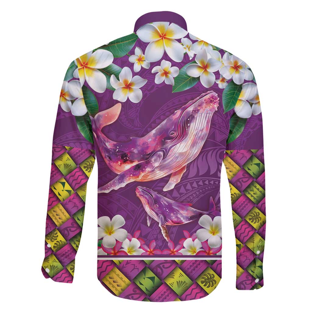 Hawaiian Plumeria and Humpback Whales Family Matching Mermaid Dress and Hawaiian Shirt Polynerian Art Tattoo-Mauve Color LT03 - Polynesian Pride