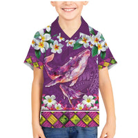 Hawaiian Plumeria and Humpback Whales Family Matching Mermaid Dress and Hawaiian Shirt Polynerian Art Tattoo-Mauve Color LT03 Son's Shirt Purple - Polynesian Pride
