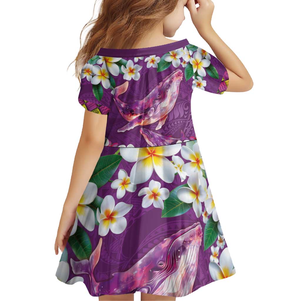 Hawaiian Plumeria and Humpback Whales Family Matching Off Shoulder Short Dress and Hawaiian Shirt Polynerian Art Tattoo-Mauve Color