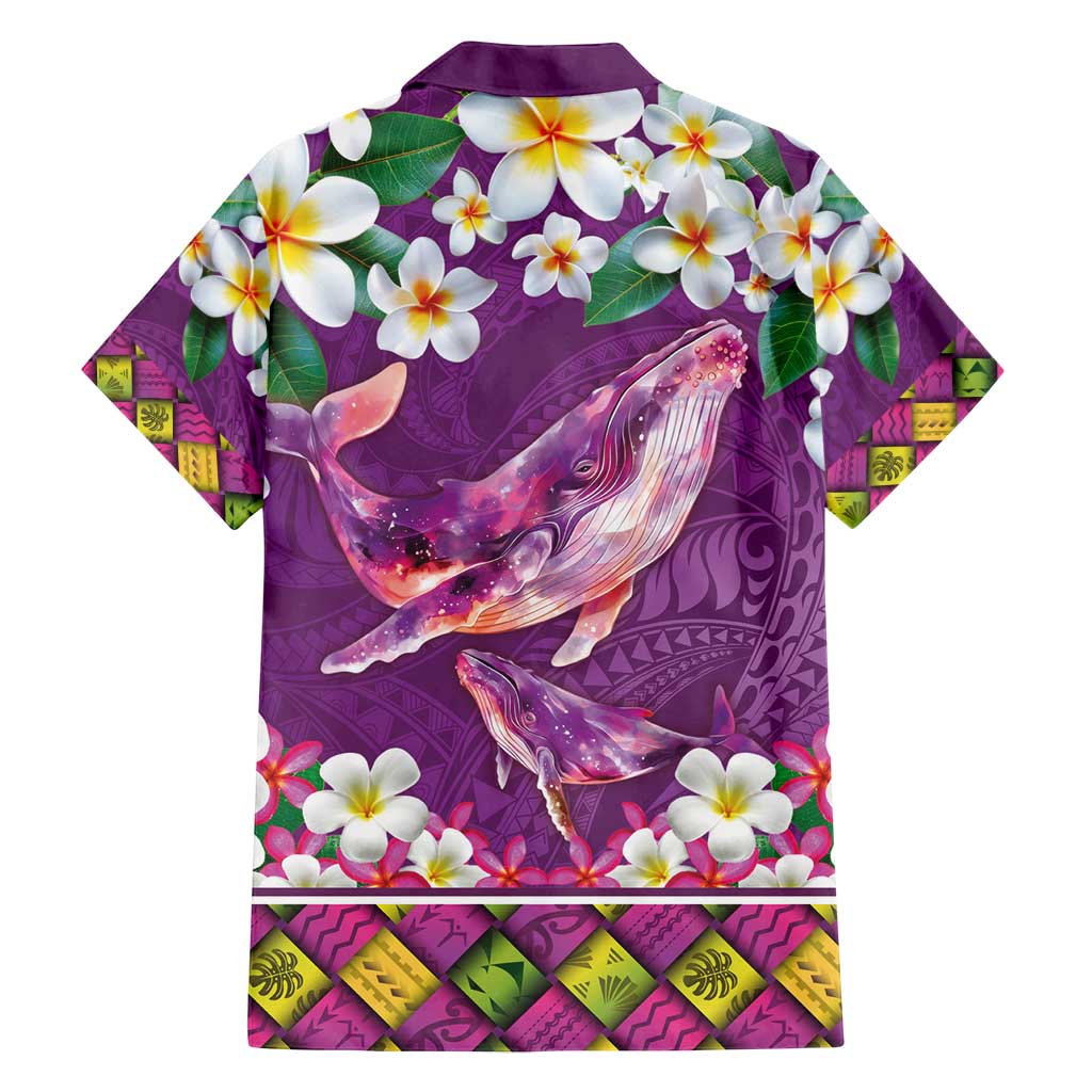 Hawaiian Plumeria and Humpback Whales Family Matching Summer Maxi Dress and Hawaiian Shirt Polynerian Art Tattoo-Mauve Color