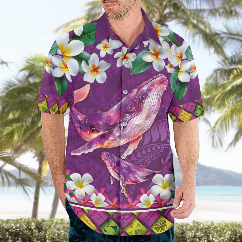 Hawaiian Plumeria and Humpback Whales Hawaiian Shirt Polynerian Art Tattoo-Mauve Color LT03 - Polynesian Pride