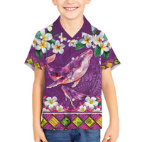 Hawaiian Plumeria and Humpback Whales Hawaiian Shirt Polynerian Art Tattoo-Mauve Color LT03 - Polynesian Pride