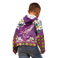 Hawaiian Plumeria and Humpback Whales Kid Hoodie Polynerian Art Tattoo-Mauve Color LT03 - Polynesian Pride