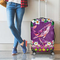 Hawaiian Plumeria and Humpback Whales Luggage Cover Polynerian Art Tattoo-Mauve Color LT03 - Polynesian Pride