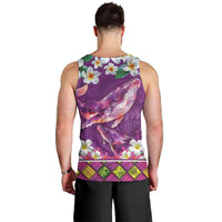 Hawaiian Plumeria and Humpback Whales Men Tank Top Polynerian Art Tattoo-Mauve Color LT03 - Polynesian Pride