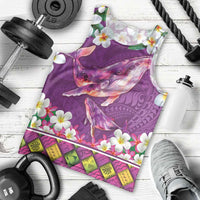 Hawaiian Plumeria and Humpback Whales Men Tank Top Polynerian Art Tattoo-Mauve Color LT03 - Polynesian Pride