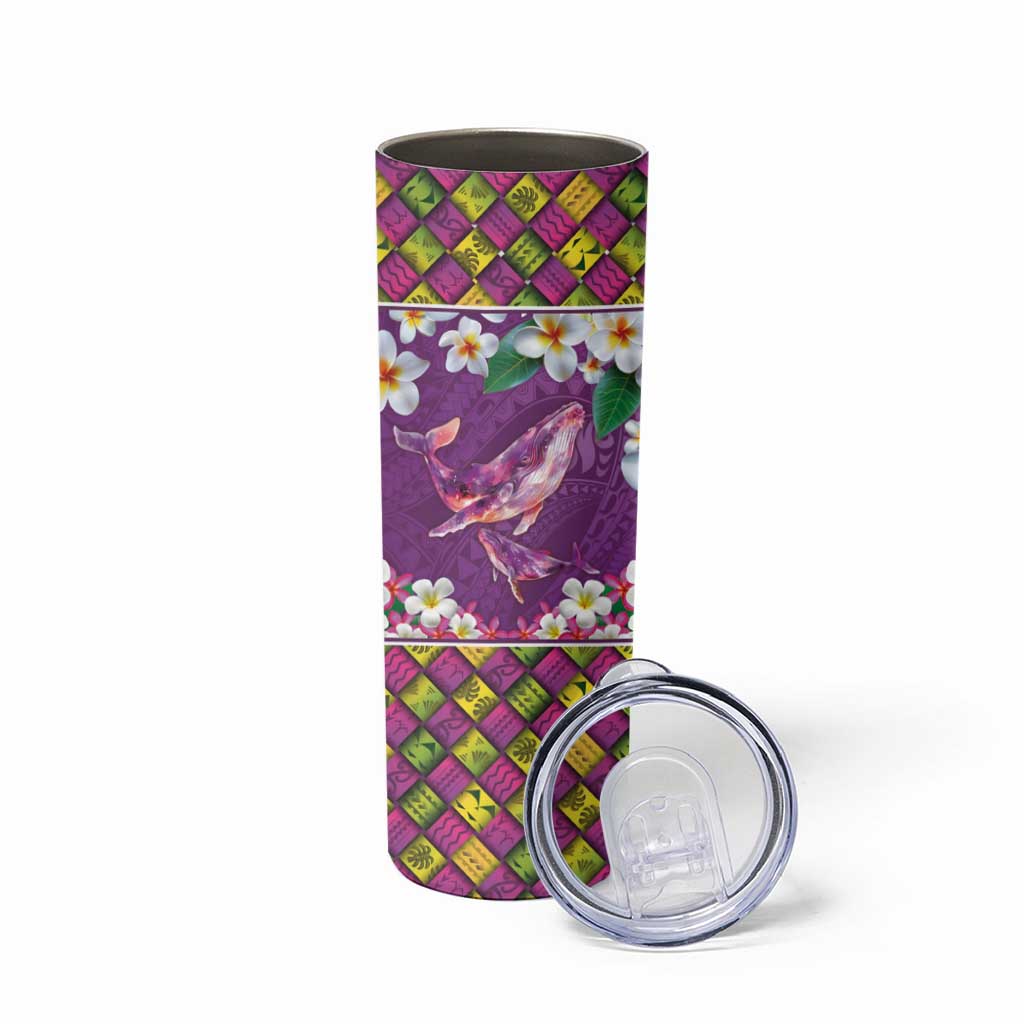 Hawaiian Plumeria and Humpback Whales Skinny Tumbler Polynerian Art Tattoo-Mauve Color LT03 - Polynesian Pride