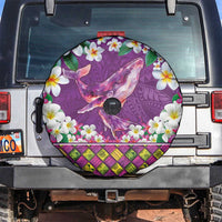 Hawaiian Plumeria and Humpback Whales Spare Tire Cover Polynerian Art Tattoo-Mauve Color LT03 Purple - Polynesian Pride