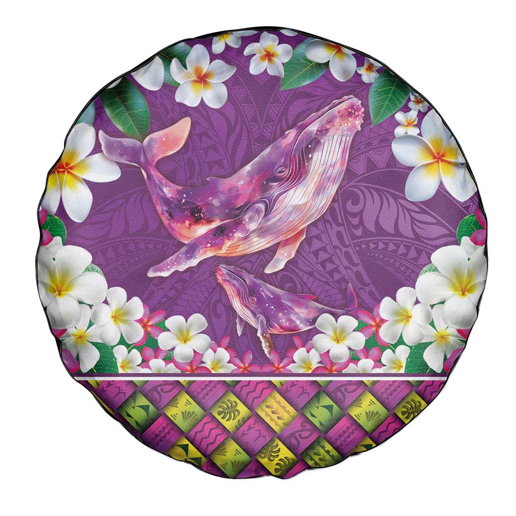 Hawaiian Plumeria and Humpback Whales Spare Tire Cover Polynerian Art Tattoo-Mauve Color LT03 - Polynesian Pride