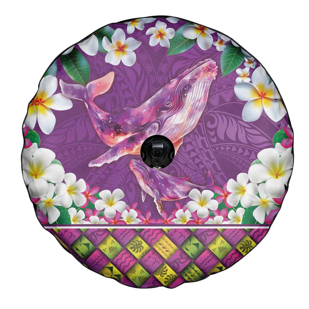 Hawaiian Plumeria and Humpback Whales Spare Tire Cover Polynerian Art Tattoo-Mauve Color LT03 - Polynesian Pride