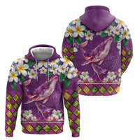 Hawaiian Plumeria and Humpback Whales Zip Hoodie Polynerian Art Tattoo-Mauve Color LT03 - Polynesian Pride