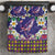 Hawaiian Plumeria and Humpback Whales Bedding Set Polynerian Art Tattoo-Navy Color