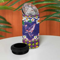 Hawaiian Plumeria and Humpback Whales 4 in 1 Can Cooler Tumbler Polynerian Art Tattoo-Navy Color LT03 - Polynesian Pride