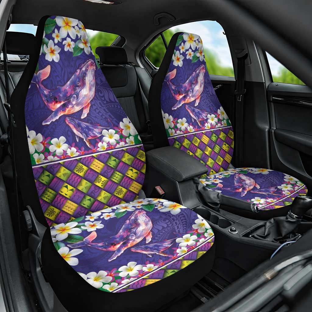 Hawaiian Plumeria and Humpback Whales Car Seat Cover Polynerian Art Tattoo-Navy Color LT03 One Size Navy - Polynesian Pride