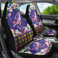 Hawaiian Plumeria and Humpback Whales Car Seat Cover Polynerian Art Tattoo-Navy Color LT03 - Polynesian Pride