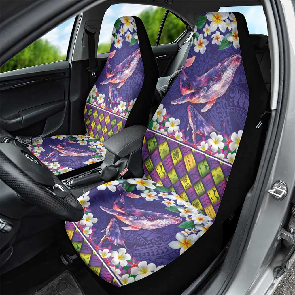 Hawaiian Plumeria and Humpback Whales Car Seat Cover Polynerian Art Tattoo-Navy Color LT03 - Polynesian Pride
