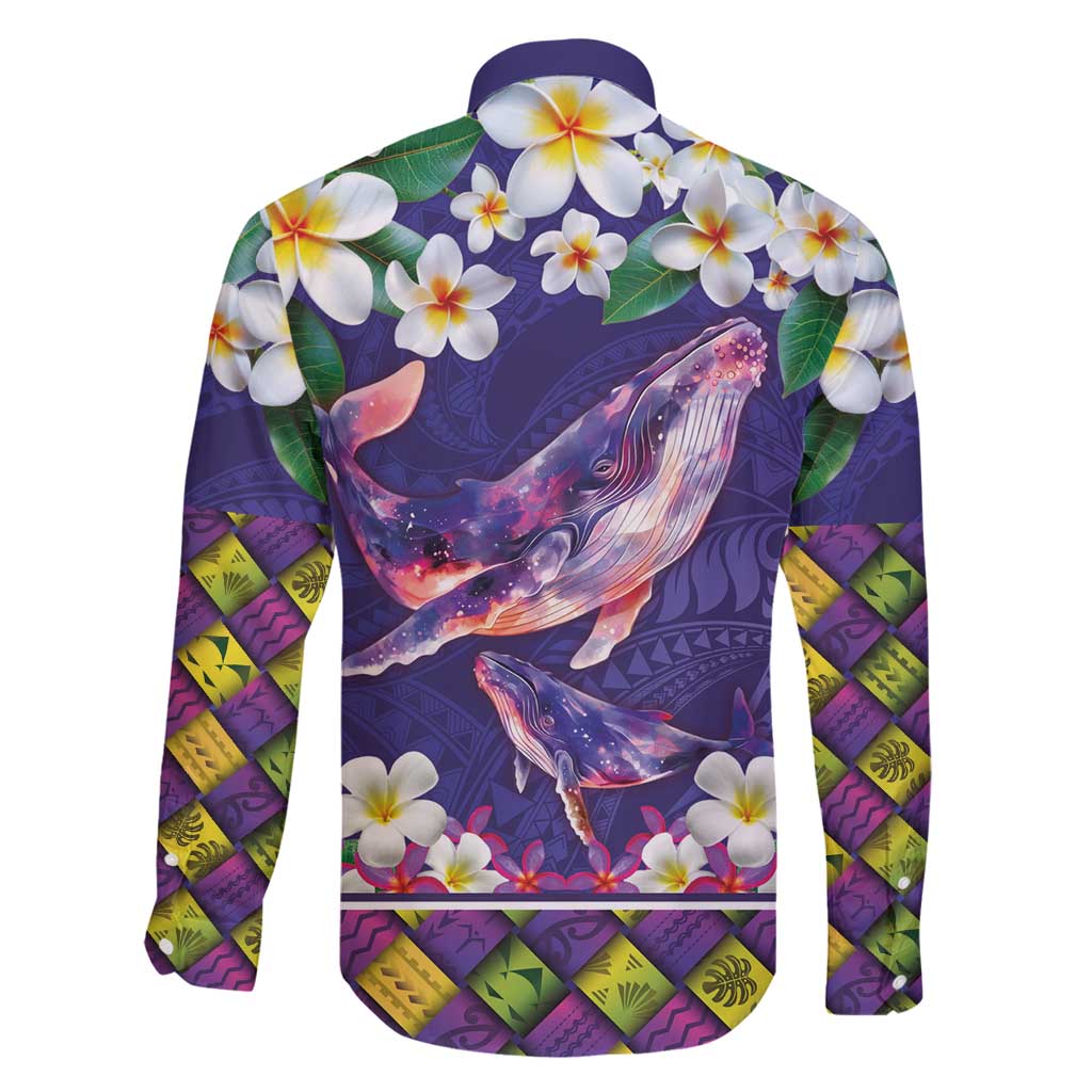 Hawaiian Plumeria and Humpback Whales Family Matching Mermaid Dress and Hawaiian Shirt Polynerian Art Tattoo-Navy Color LT03 - Polynesian Pride