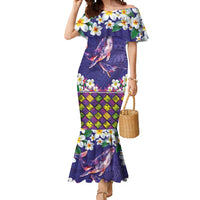 Hawaiian Plumeria and Humpback Whales Mermaid Dress Polynerian Art Tattoo-Navy Color LT03 Women Navy - Polynesian Pride