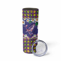 Hawaiian Plumeria and Humpback Whales Skinny Tumbler Polynerian Art Tattoo-Navy Color LT03 - Polynesian Pride