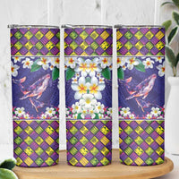 Hawaiian Plumeria and Humpback Whales Skinny Tumbler Polynerian Art Tattoo-Navy Color LT03 - Polynesian Pride