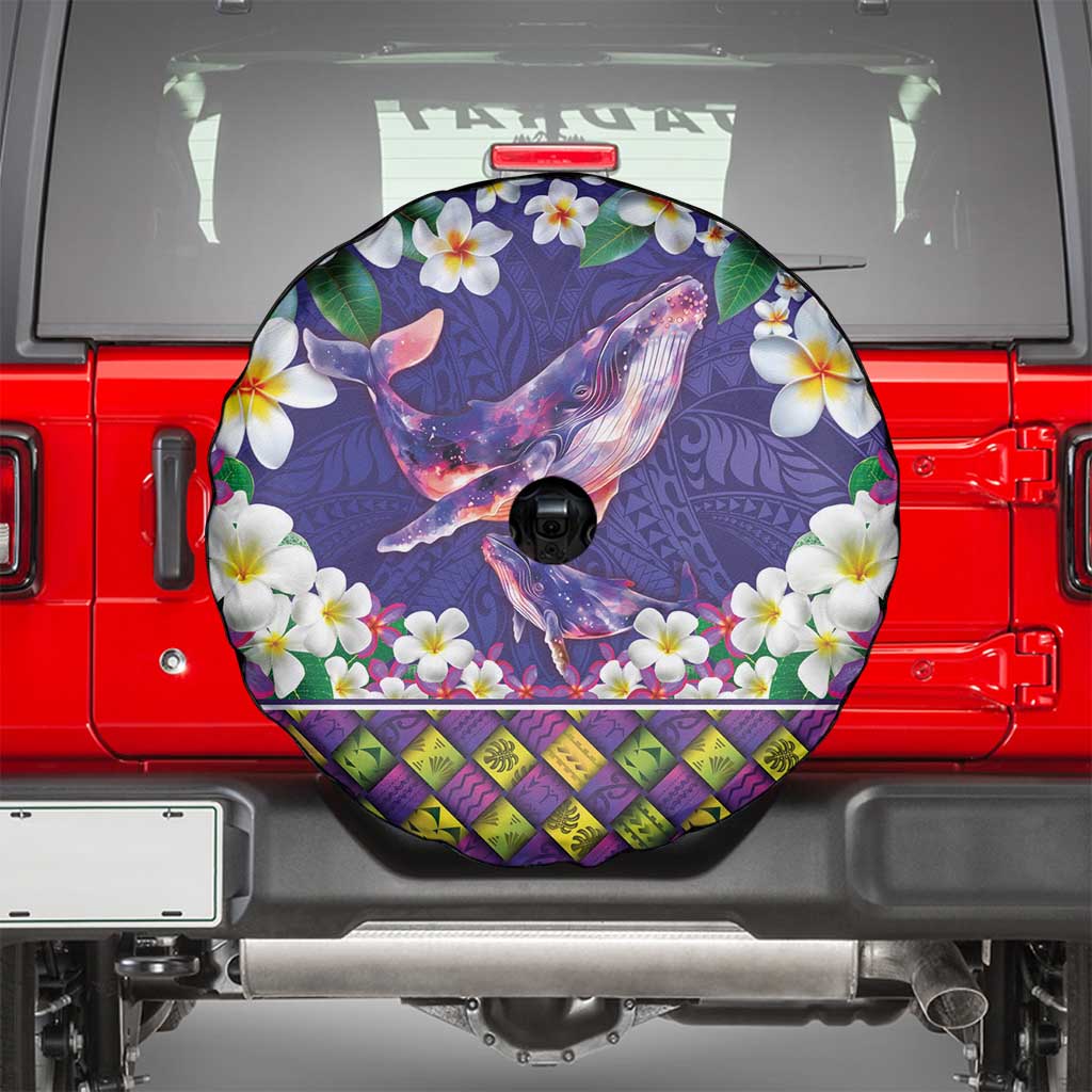 Hawaiian Plumeria and Humpback Whales Spare Tire Cover Polynerian Art Tattoo-Navy Color LT03 - Polynesian Pride