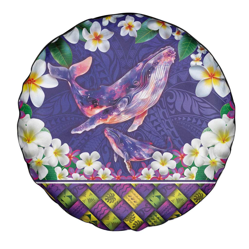 Hawaiian Plumeria and Humpback Whales Spare Tire Cover Polynerian Art Tattoo-Navy Color LT03 - Polynesian Pride