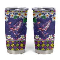 Hawaiian Plumeria and Humpback Whales Tumbler Cup Polynerian Art Tattoo-Navy Color LT03 Navy - Polynesian Pride