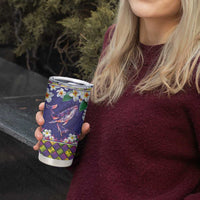 Hawaiian Plumeria and Humpback Whales Tumbler Cup Polynerian Art Tattoo-Navy Color LT03 - Polynesian Pride