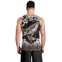 Hawaiian Plumeria and Humpback Whales Men Tank Top Polynerian Art Tattoo-Grayscale Mode LT03 - Polynesian Pride