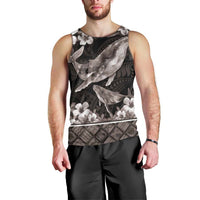Hawaiian Plumeria and Humpback Whales Men Tank Top Polynerian Art Tattoo-Grayscale Mode LT03 - Polynesian Pride