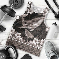 Hawaiian Plumeria and Humpback Whales Men Tank Top Polynerian Art Tattoo-Grayscale Mode LT03 - Polynesian Pride