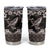 Hawaiian Plumeria and Humpback Whales Tumbler Cup Polynerian Art Tattoo-Grayscale Mode