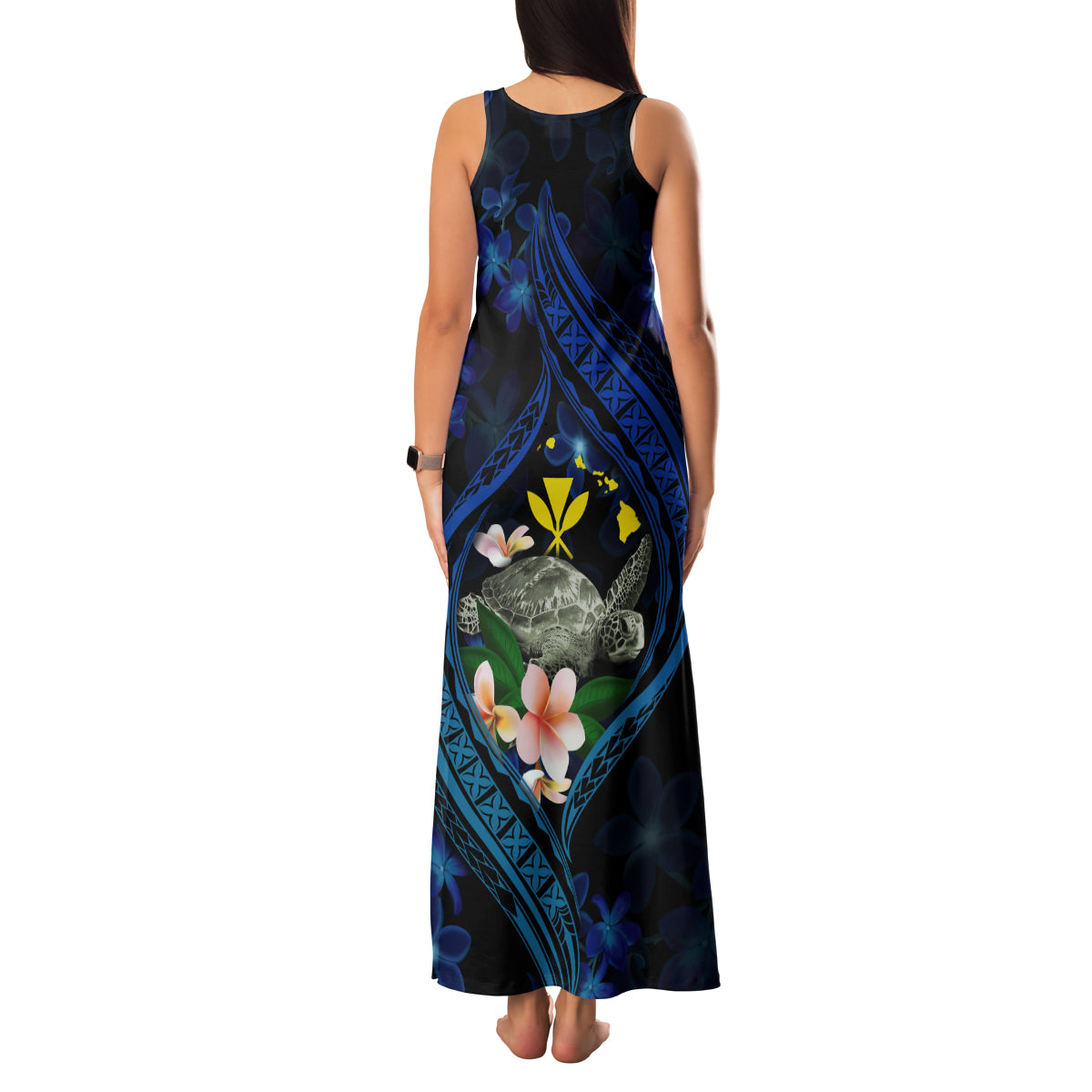 Hawaii Turtle Plumeria Flower Fanciful Family Matching Tank Maxi Dress and Hawaiian Shirt LT03 - Polynesian Pride
