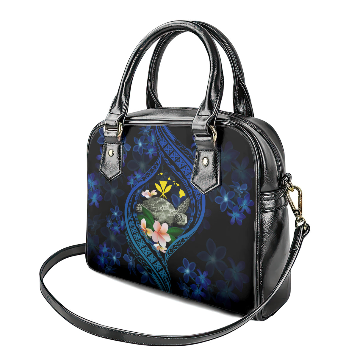 Hawaii Turtle Plumeria Flower Fanciful Shoulder Handbag