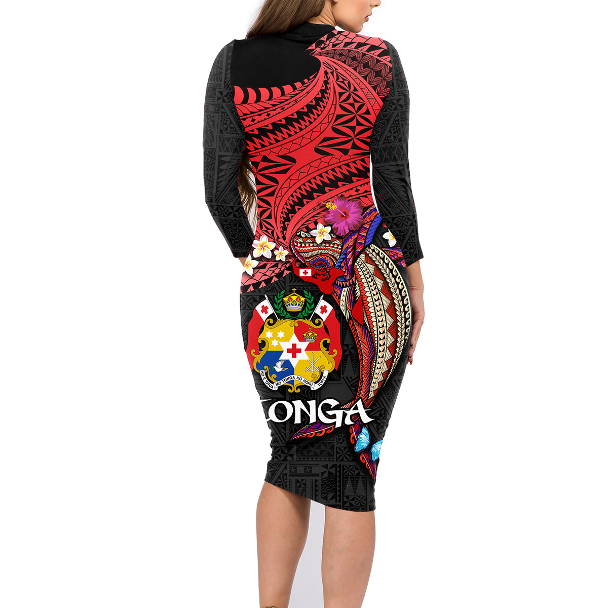 Tonga Emancipation Day Family Matching Long Sleeve Bodycon Dress and Hawaiian Shirt Ngatu Humpback Whale Polynesian Flower LT03 - Polynesian Pride