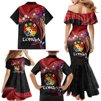 Tonga Emancipation Day Family Matching Mermaid Dress and Hawaiian Shirt Ngatu Humpback Whale Polynesian Flower LT03 - Polynesian Pride