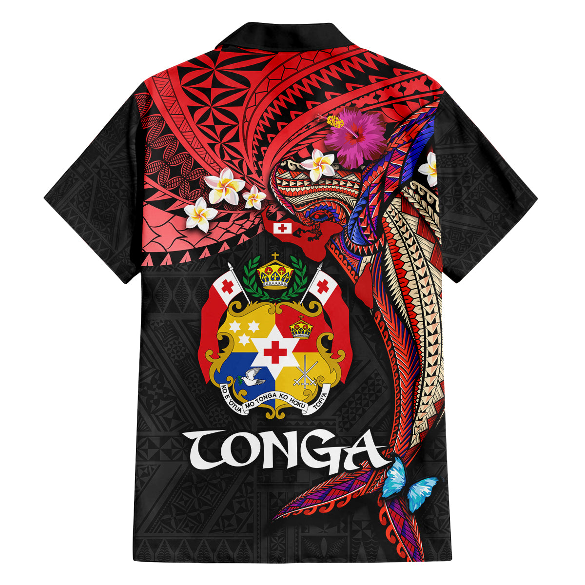 Tonga Emancipation Day Family Matching Off Shoulder Maxi Dress and Hawaiian Shirt Ngatu Humpback Whale Polynesian Flower LT03 - Polynesian Pride