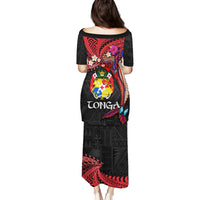 Tonga Emancipation Day Family Matching Puletasi and Hawaiian Shirt Ngatu Humpback Whale Polynesian Flower LT03 - Polynesian Pride