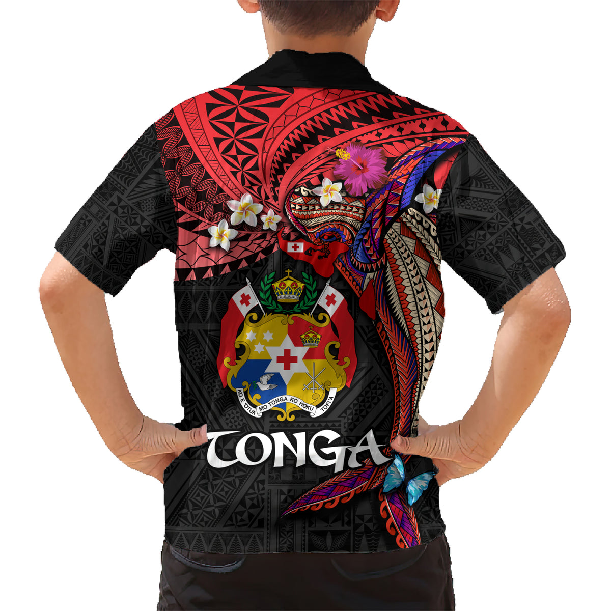 Tonga Emancipation Day Family Matching Short Sleeve Bodycon Dress and Hawaiian Shirt Ngatu Humpback Whale Polynesian Flower LT03 - Polynesian Pride