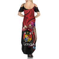 Tonga Emancipation Day Family Matching Summer Maxi Dress and Hawaiian Shirt Ngatu Humpback Whale Polynesian Flower LT03 - Polynesian Pride