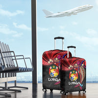 Tonga Emancipation Day Luggage Cover Ngatu Humpback Whale Polynesian Flower