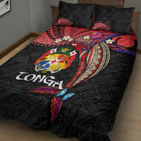 Tonga Emancipation Day Quilt Bed Set Ngatu Humpback Whale Polynesian Flower