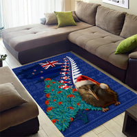 New Zealand Christmas Area Rug Kiwi Bird Santa and Silver Fern Funny Haka Dance LT03 - Polynesian Pride
