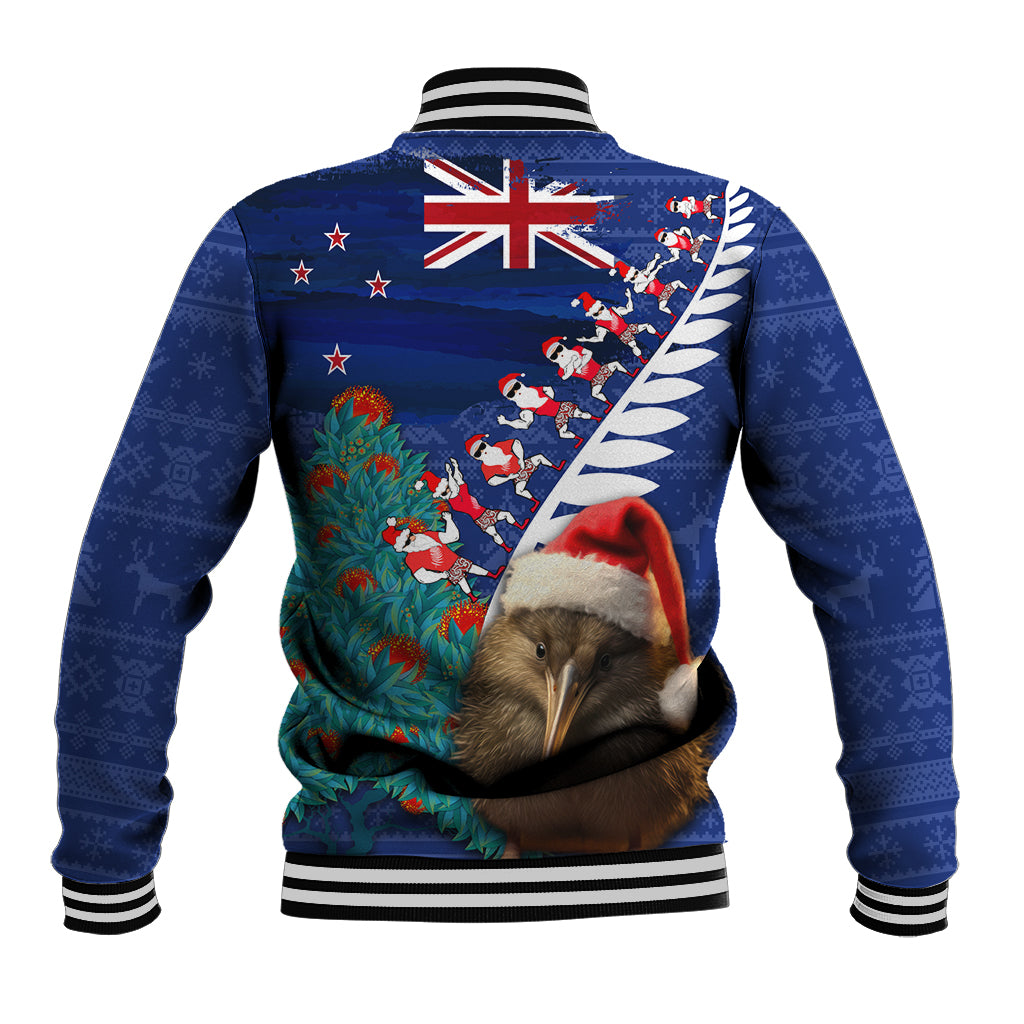New Zealand Christmas Baseball Jacket Kiwi Bird Santa and Silver Fern Funny Haka Dance LT03 - Polynesian Pride