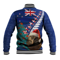 New Zealand Christmas Baseball Jacket Kiwi Bird Santa and Silver Fern Funny Haka Dance LT03 - Polynesian Pride