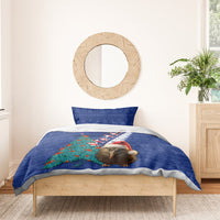 New Zealand Christmas Bedding Set Kiwi Bird Santa and Silver Fern Funny Haka Dance LT03 - Polynesian Pride