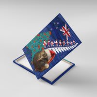 New Zealand Christmas Canvas Wall Art Kiwi Bird Santa and Silver Fern Funny Haka Dance LT03 With Frame Blue - Polynesian Pride