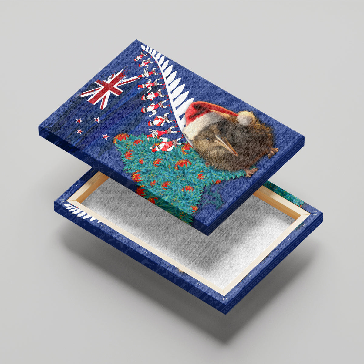 New Zealand Christmas Canvas Wall Art Kiwi Bird Santa and Silver Fern Funny Haka Dance LT03 - Polynesian Pride
