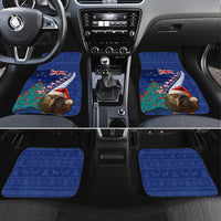 New Zealand Christmas Car Mats Kiwi Bird Santa and Silver Fern Funny Haka Dance LT03 Set 4pcs Blue - Polynesian Pride